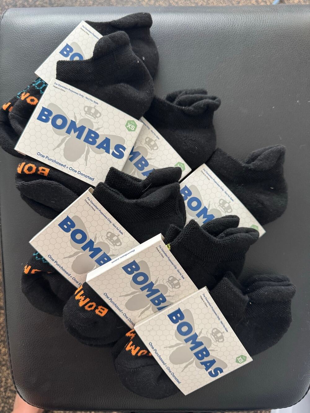 Bombas Youth 12T-Y3 Big Kids Black Ankle Socks Pack of 7 Cushioned